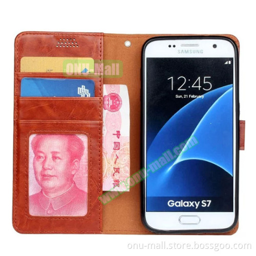 Amazon Top Selling Leather Flip Case for Samsung Galaxy S7 Case Wallet